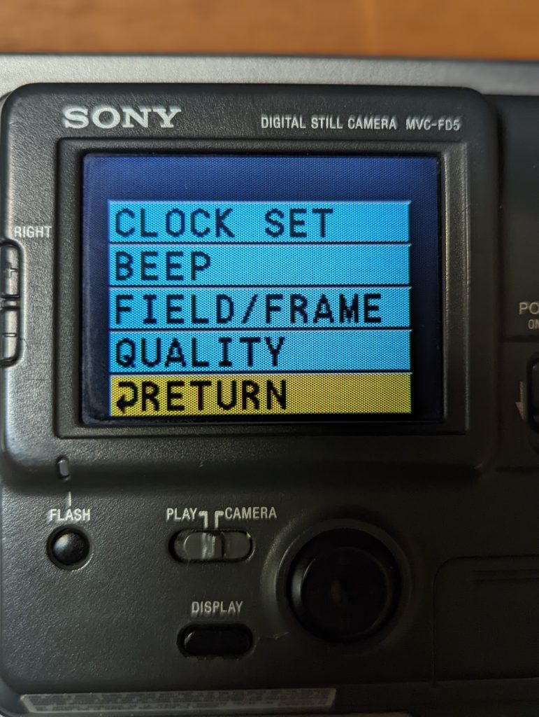 Sony Mavica MVC-FD5 Menu System